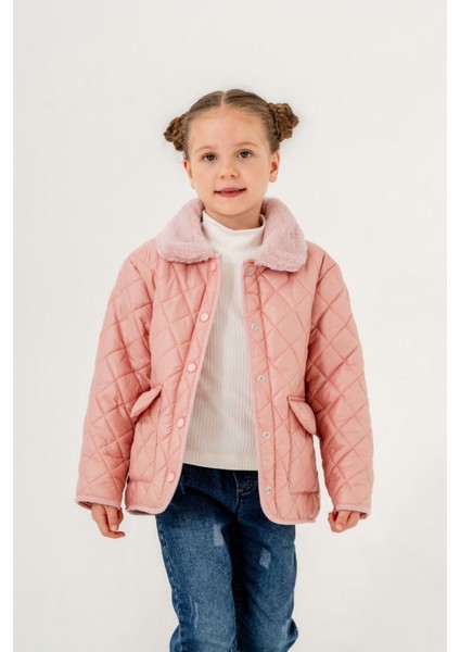 Kapitone Yakası Peluş Kız Mont / Ceket modelleri