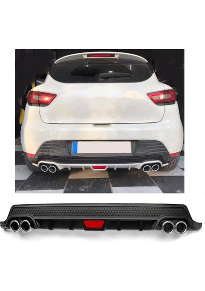 Renault Clio 4 Uyumlu Body Kit Difüzör 4 Çıkış Yuvarlak Siyah Model 2