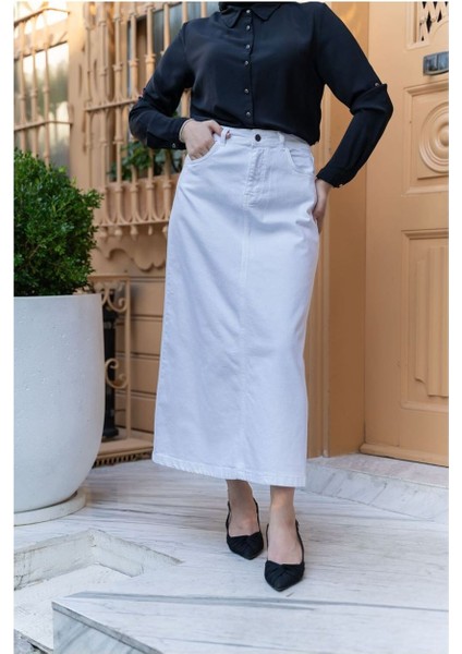 Tesettür Etek- Beyaz