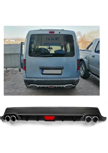 Opel Combo Uyumlu Body Kit Difüzör 4 Çıkış Yuvarlak Siyah Model 2