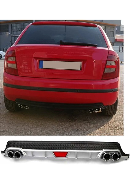 Skoda Fabia Uyumlu Body Kit Difüzör 4 Çıkış Yuvarlak Gri Model 1