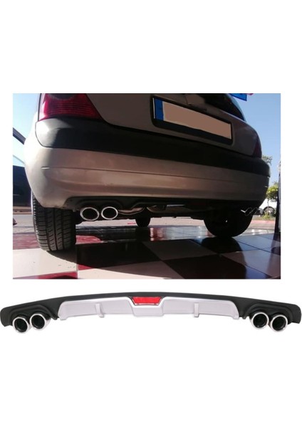 Renault Clio Uyumlu Body Kit Difüzör 4 Çıkış Gri Yuvarlak