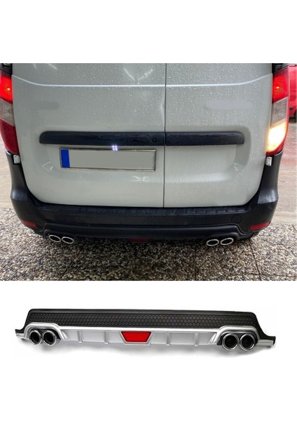 Dacia Dokker Uyumlu Body Kit Difüzör 4 Çıkış Yuvarlak Gri Model 1