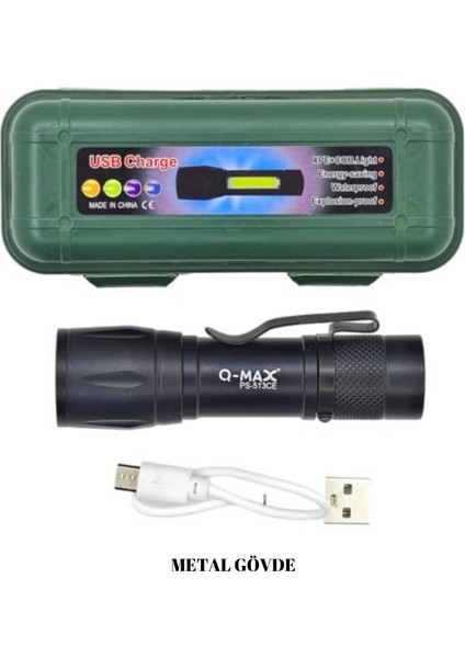 2 Adet Q-Max Xpe USB Charge Zomlu El Feneri fiyatları