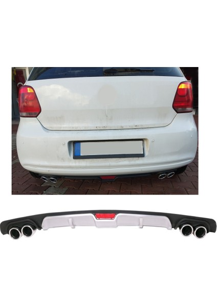 Volkswagen Polo Mk5 Uyumlu Body Kit Difüzör 4 Çıkış Gri Yuvarlak