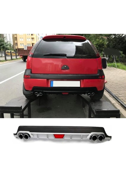 Opel Corsa C Uyumlu Body Kit Difüzör 4 Çıkış Yuvarlak Gri Model 1