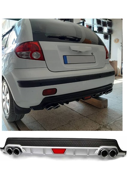 Hyundai Getz Uyumlu Body Kit Difüzör 4 Çıkış Yuvarlak Gri Model 1