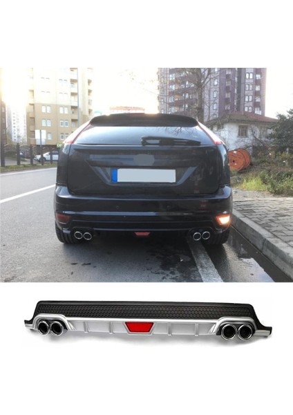 Ford Focus 2 Uyumlu Body Kit Difüzör 4 Çıkış Yuvarlak Gri Model 1