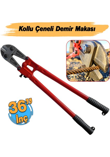 (36'') Kollu Çeneli Kupplon Demir Kesme Makası Çubuk Inşaat Demiri Teli Metal Kesim Makası Cr-V