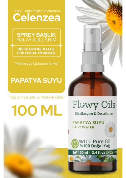 Papatya Suyu Cam Şişe %100 Tam Saf Doğal Yağlı Distilasyon Hidrosöl Suyu Chamomille Hydrosol 100ML