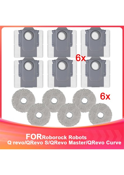 Roborock Q Revo/qrevo S/qrevo Master/qrevo Curve Robot Süpürgeler Için Toz Torbaları ve Paspaslarla Birlikte Aksesuar Seti (Yurt Dışından)