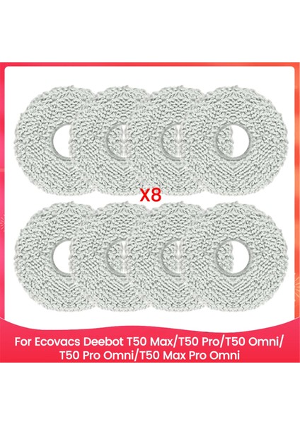 Ecovacs Deebot T50 MAX/T50 PRO/T50 OMNI/T50 Pro OMNI/T50 Max Pro Omni Yedek Parçaları Yeniden Kullanılabilir Yıkanabilir Paspas Pedleri 8 Adet (Yurt Dışından)