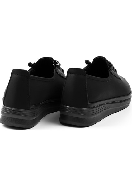 Kadın Siyah Ortopedik Anne Ayakkabısı - Rahat Kaymaz Taban, Bağcıklı Günlük Yürüyüş Ayakkabısı fiyatları