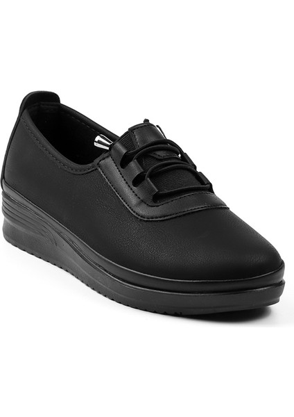 Kadın Siyah Ortopedik Anne Ayakkabısı - Rahat Kaymaz Taban, Bağcıklı Günlük Yürüyüş Ayakkabısı modelleri