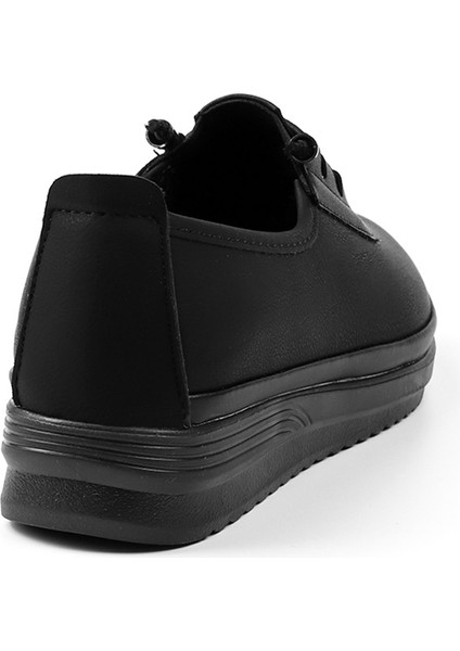 Kadın Siyah Ortopedik Anne Ayakkabısı - Rahat Kaymaz Taban, Bağcıklı Günlük Yürüyüş Ayakkabısı indirimleri