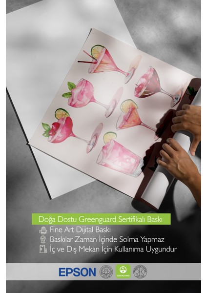 Çerçevesiz Poster, Şık Pembe Kokteyl Bardakları Illüstrasyonu, Mutfak Dekoru Poster No: 113244