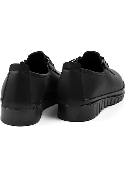 Kadın Siyah Ortopedik Anne Ayakkabısı - Rahat Kaymaz Taban, Bağcıklı Günlük Yürüyüş Ayakkabısı fiyatları