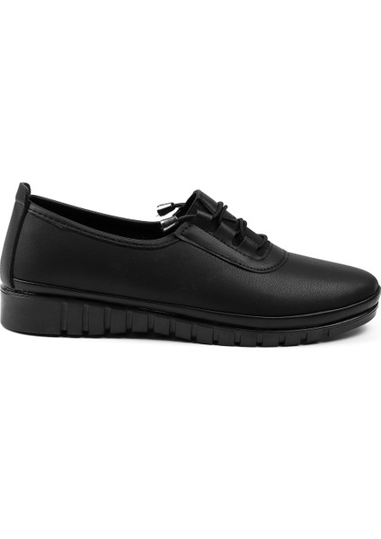 Kadın Siyah Ortopedik Anne Ayakkabısı - Rahat Kaymaz Taban, Bağcıklı Günlük Yürüyüş Ayakkabısı fırsatları