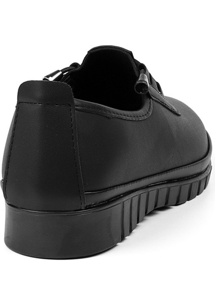 Kadın Siyah Ortopedik Anne Ayakkabısı - Rahat Kaymaz Taban, Bağcıklı Günlük Yürüyüş Ayakkabısı indirimleri