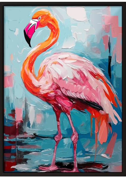 Siyah Çerçeveli Tablo, Pembe Flamingo – Tropik Dekor, Çocuk Odası Dekoru Poster No: 112707