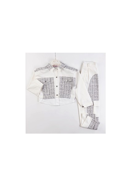 Kız Çocuk Tüvit Ceket Pantolon Gömlek 3'lü Takım