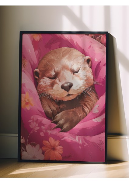 Siyah Çerçeveli Tablo, Uykucu Su Samuru, Çocuk Odası Dekoru Poster No: 112501 fiyatları