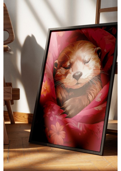 Siyah Çerçeveli Tablo, Uykucu Su Samuru, Çocuk Odası Dekoru Poster No: 112501 fırsatları