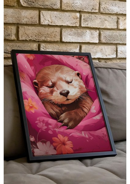 Siyah Çerçeveli Tablo, Uykucu Su Samuru, Çocuk Odası Dekoru Poster No: 112501 indirimleri