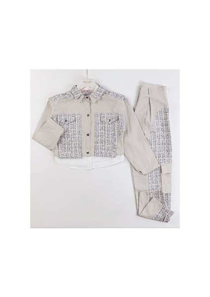 Kız Çocuk Tüvit Ceket Pantolon Gömlek 3'lü Takım