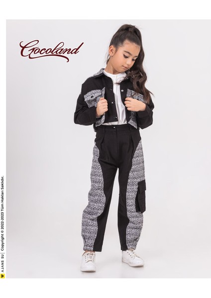 Kız Çocuk Tüvit Ceket Pantolon Gömlek 3'lü Takım