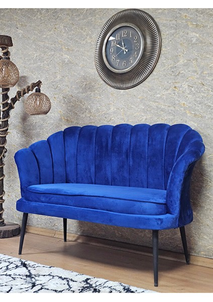 Ikili Istiridye Siyah Boyalı Sivriltme Ayak Çay Seti Koltuk Ikili Berjer , Ikili Berjer Koltuk Mavi Renk 110 x 48 Boyut/ebat modelleri