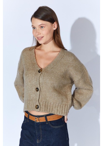 Kadın Vizon V Yaka Basic Hırka fırsatları