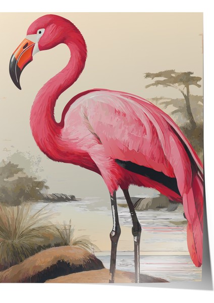 Çerçevesiz Poster, Flamingo – Doğal Stil, Yatak Odası Dekoru Poster No: 112571