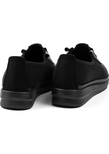 Kadın Siyah Ortopedik Anne Ayakkabısı - Rahat Kaymaz Taban, Bağcıklı Günlük Yürüyüş Ayakkabısı fırsatları