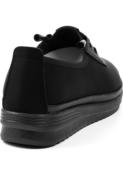 Kadın Siyah Ortopedik Anne Ayakkabısı - Rahat Kaymaz Taban, Bağcıklı Günlük Yürüyüş Ayakkabısı indirimleri