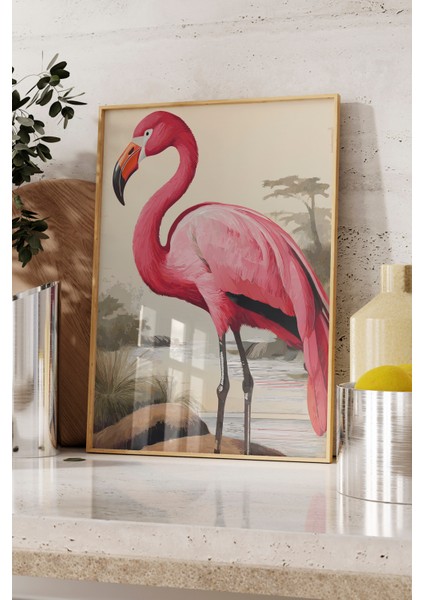 Ahşap Çerçeveli Tablo, Flamingo – Doğal Stil, Yatak Odası Dekoru Poster No: 112571 fırsatları