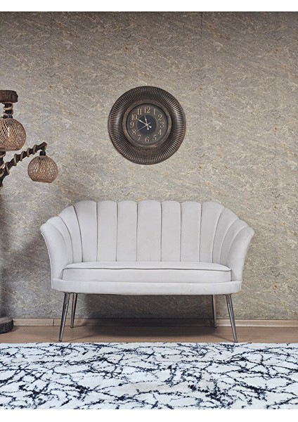 Ikili Istiridye Krom Kaplama Sivriltme Ayak Çay Seti Koltuk Ikili Berjer , Ikili Berjer Koltuk Krem Renk 110 x 48 Boyut/ebat