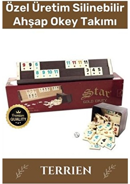 Premium Antibakteriyel Kir Tutmayan Çizilmeye Dayanıklı Silinebilir Gold Ahşap Ev Kafe Okey Takımı