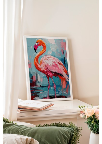 Beyaz Çerçeveli Tablo, Pembe Flamingo – Tropik Dekor, Çocuk Odası Dekoru Poster No: 112707 fiyatları