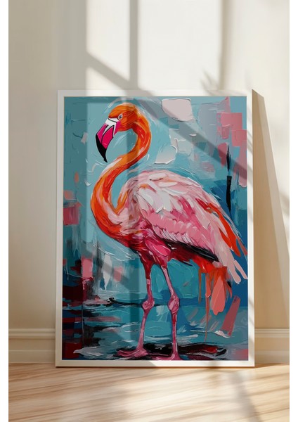 Beyaz Çerçeveli Tablo, Pembe Flamingo – Tropik Dekor, Çocuk Odası Dekoru Poster No: 112707 modelleri