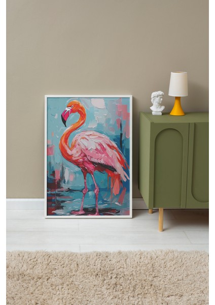 Beyaz Çerçeveli Tablo, Pembe Flamingo – Tropik Dekor, Çocuk Odası Dekoru Poster No: 112707 fırsatları
