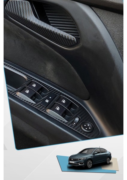 Fiat Egea Uyumlu Iç Trim Kaplama Set - Mat Karbon Siyah