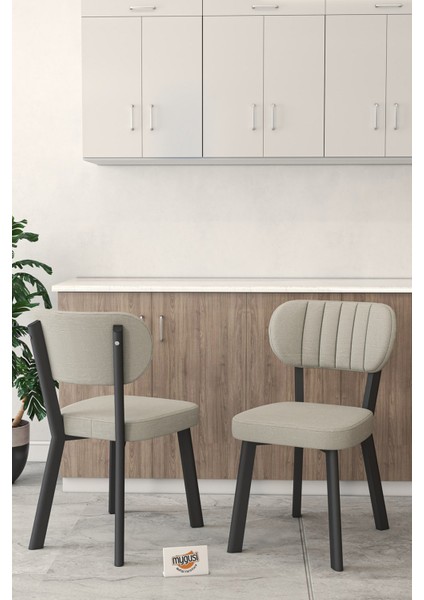 Hazal Serisi Mutfak Sandalyesi, Yemek, Bahçe, Kafe, Modern Sandalye 1 Adet - Krem