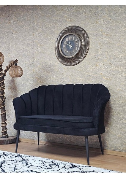 Ikili Istiridye Siyah Boyalı Sivriltme Ayak Çay Seti Koltuk Ikili Berjer , Ikili Berjer Koltuk Siyah Renk 110 x 48 Boyut/ebat modelleri