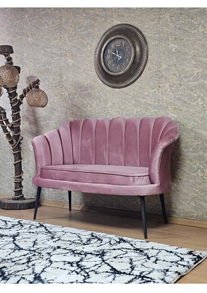 Ikili Istiridye Siyah Boyalı Sivriltme Ayak Çay Seti Koltuk Ikili Berjer , Ikili Berjer Koltuk Pembe Renk 110 x 48 Boyut/ebat modelleri