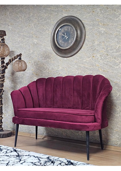 Ikili Istiridye Siyah Boyalı Sivriltme Ayak Çay Seti Koltuk Ikili Berjer , Ikili Berjer Koltuk Bordo Renk 110 x 48 Boyut/ebat modelleri