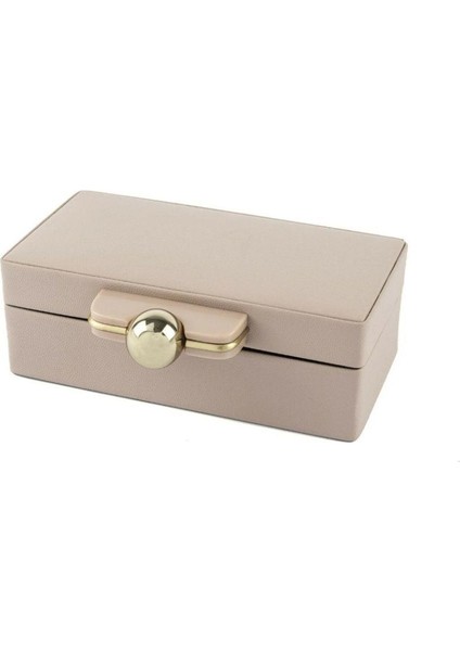Rex Pembe Deri Gold Kulplu Kutu 21X15X7CM
