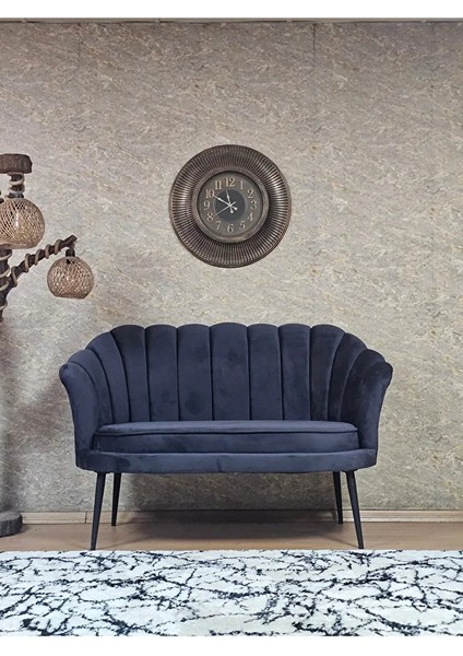 Ikili Istiridye Siyah Boyalı Sivriltme Ayak Çay Seti Koltuk Ikili Berjer , Ikili Berjer Koltuk Füme Renk 110 x 48 Boyut/ebat