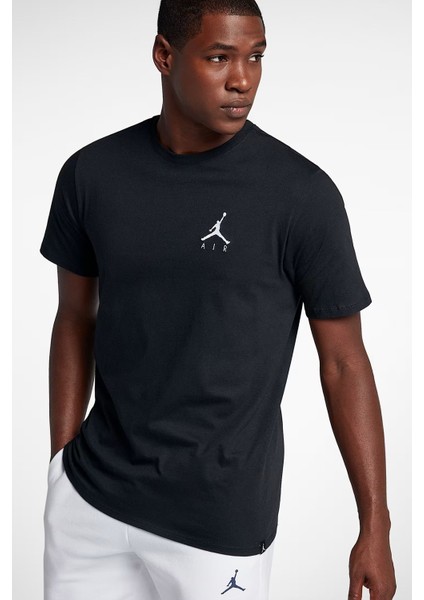 Jordan Jumpman Air Unisex Balck Tee Jordan Nakış Logolu Tişört Siyah