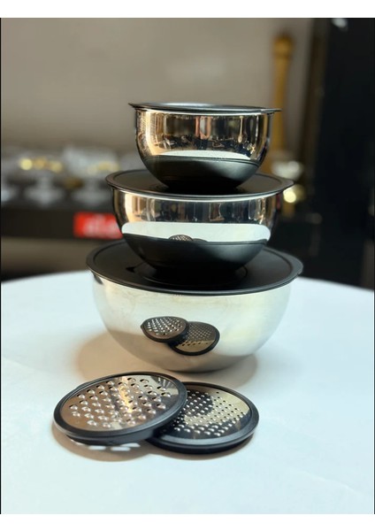 9 Parça 330 Paslanmaz Çelik Karıştırma Kasesi ve Saklama Kabı Seti – Rende Başlıklı, 17-21-26 cm fiyatları